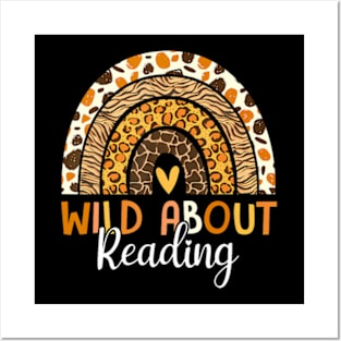 Wild About Reading Teacher Back To School Leopard Rainbow Posters and Art